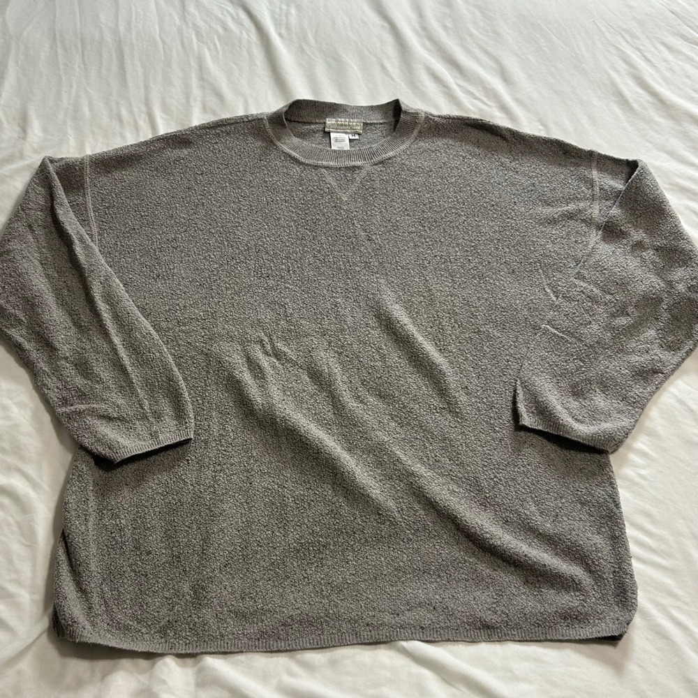 Coldwater Creek Grey Boucle Knit Crewneck Sweater Relaxed Fit Medium Made in USA